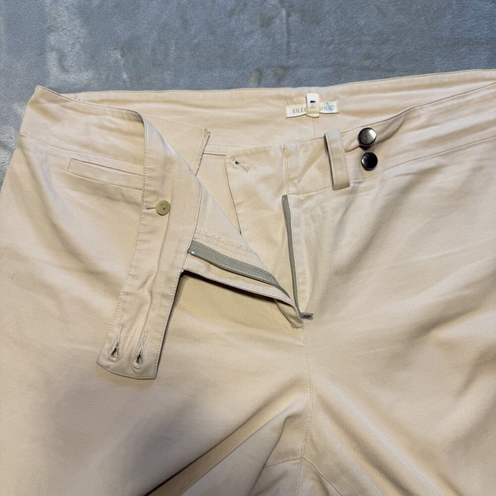 Eileen Fisher Pants Womens Large Beige Straight Leg Casual Trousers Lightweight - Picture 10 of 14